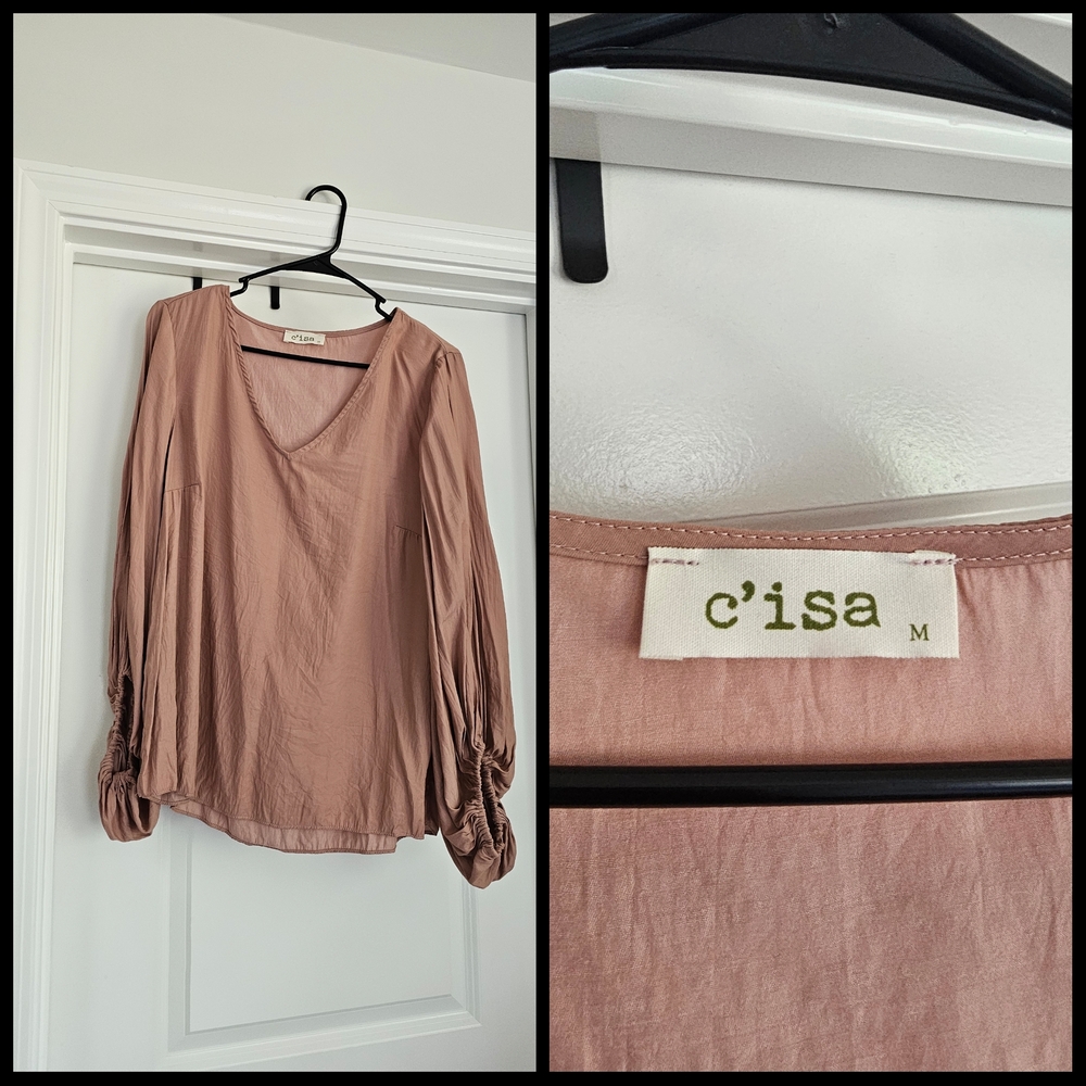 Lizard Thicket Pink and Purple Cuffed Sleeve Blouse